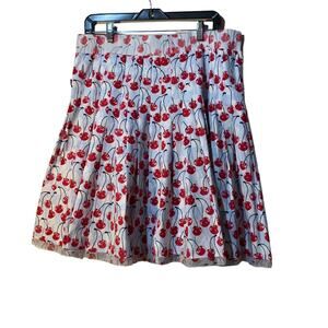 Gianni Bini Retro Cherry Pleated Skirt SZ L